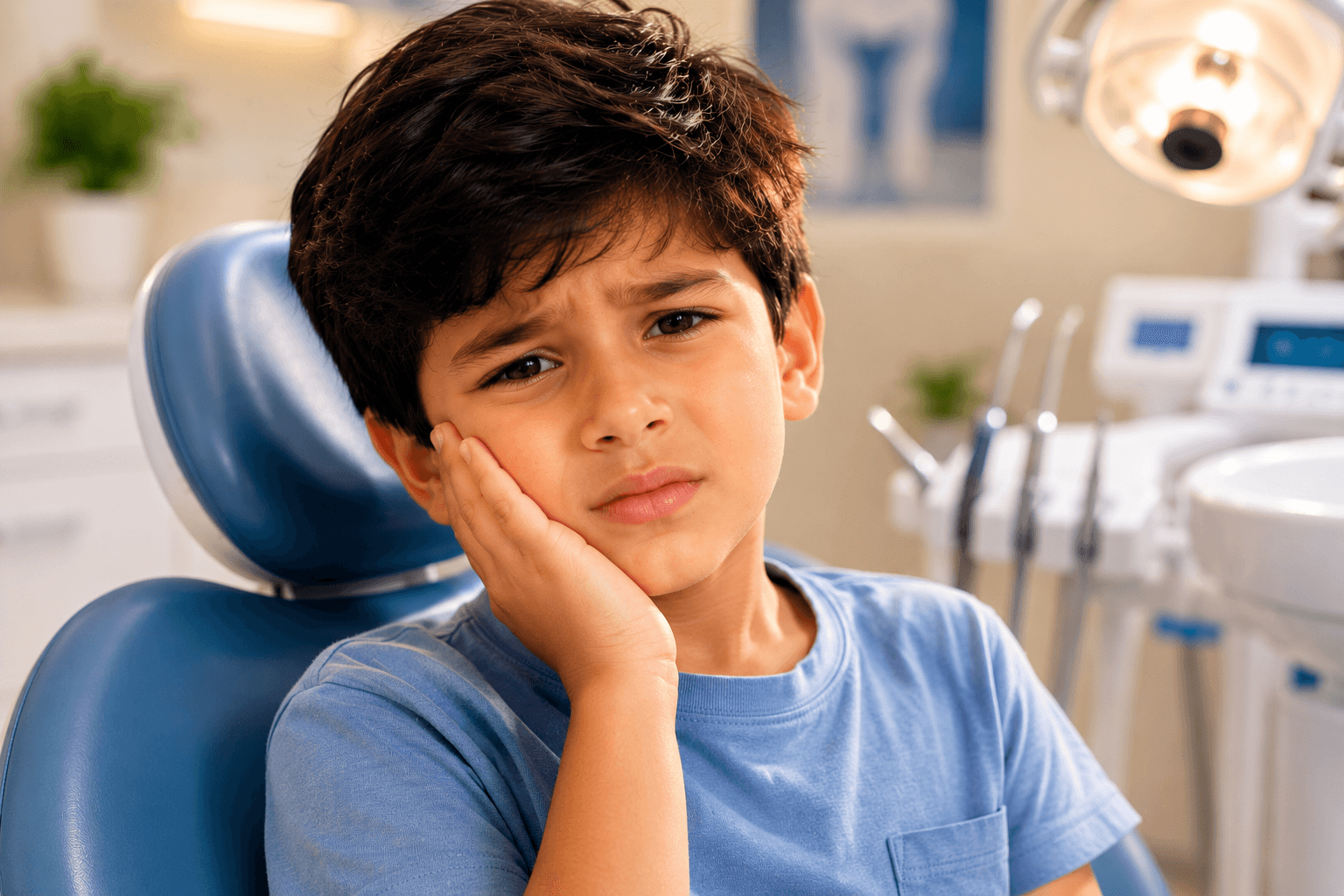 Smiling child in a pediatric dental chair