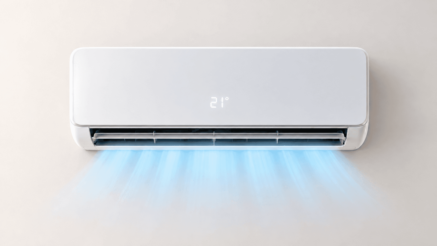 Modern air conditioning unit in a bright home interior