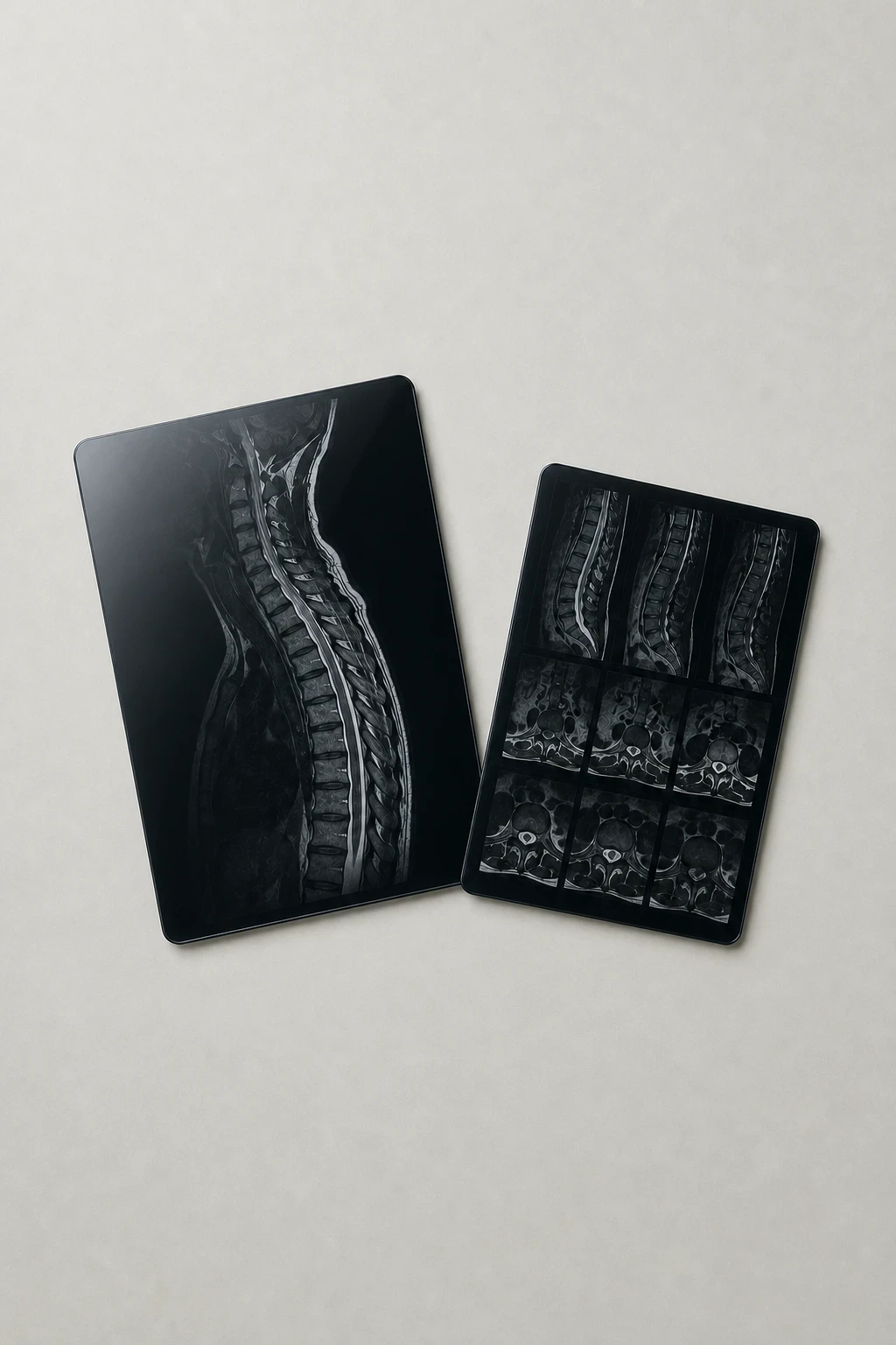 Illustration of a stylised Spine MRI on a soft background