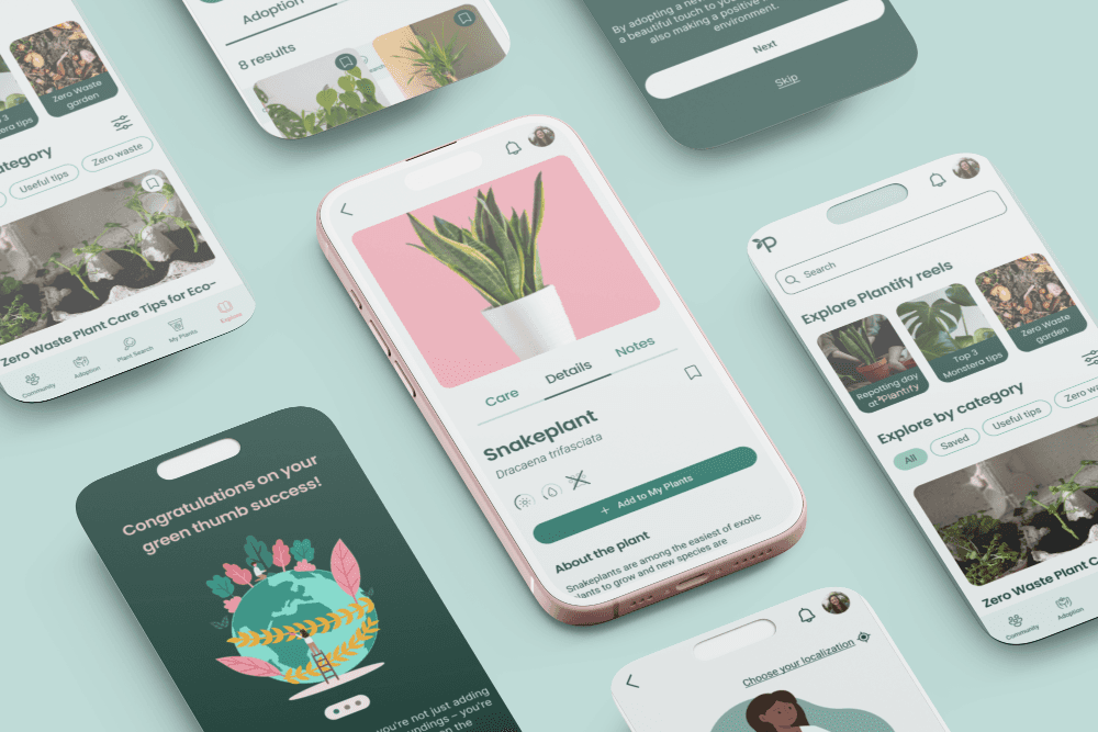 Plantify app screens