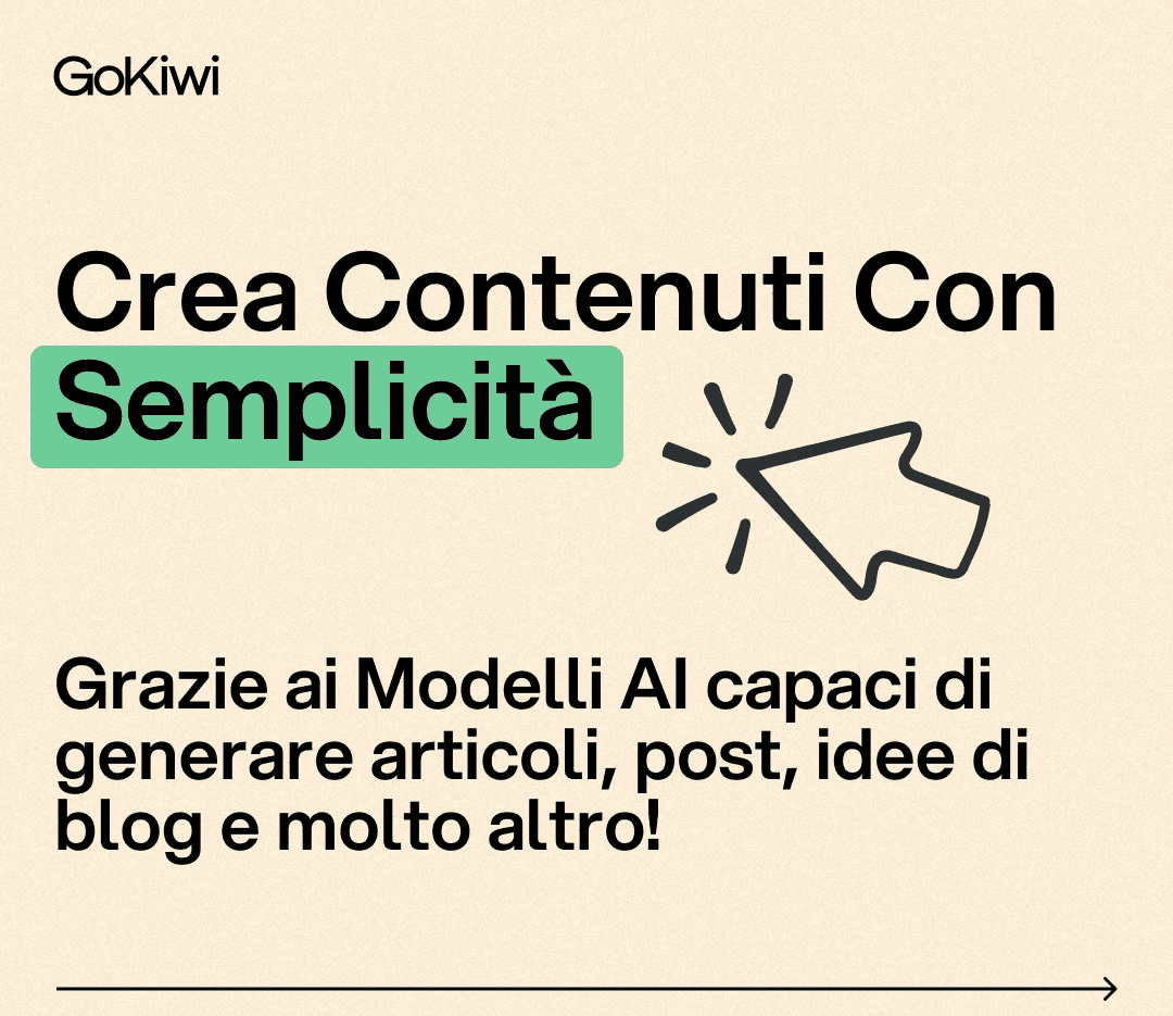 Crea contenuti con semplicità, grazie ai modelli AI di Gokiwi.ai capaci di generare articoli, post, idee di blog e molto altro!