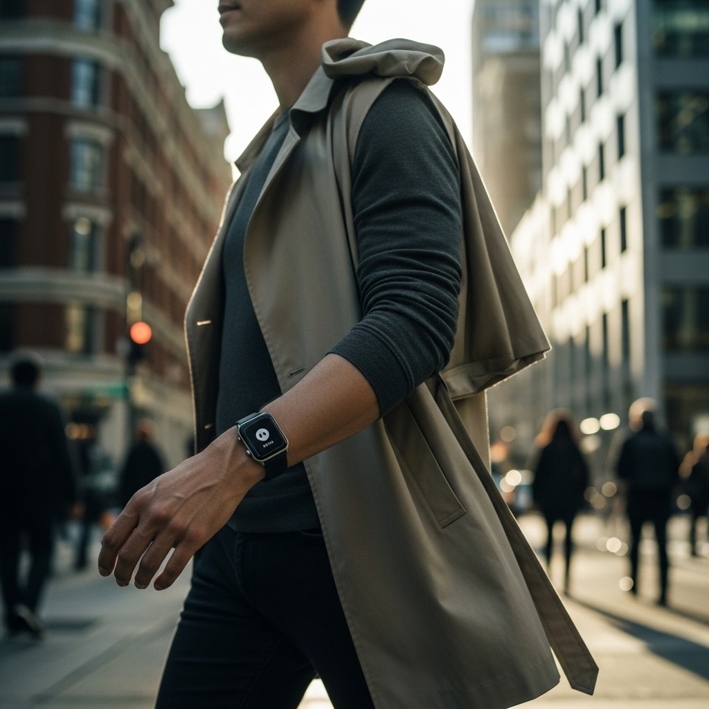 man walking and hand in a moving gesture