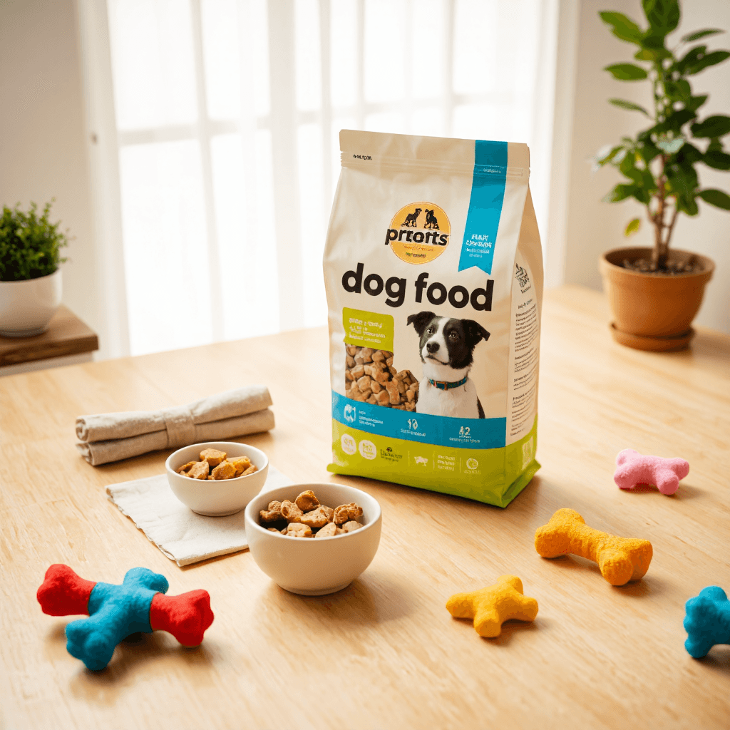 product photography of dog food bag