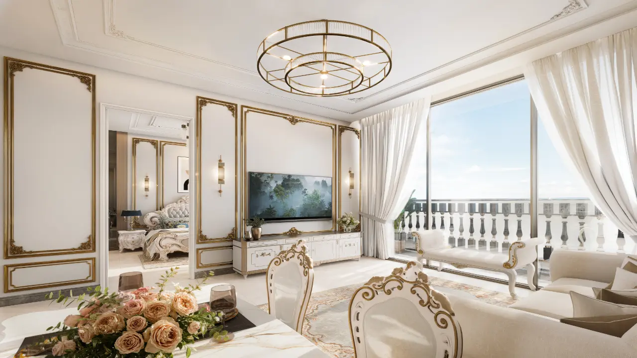 Elegant luxury interior design ideas featuring opulent furnishings and a regal atmosphere at Crown Palace.