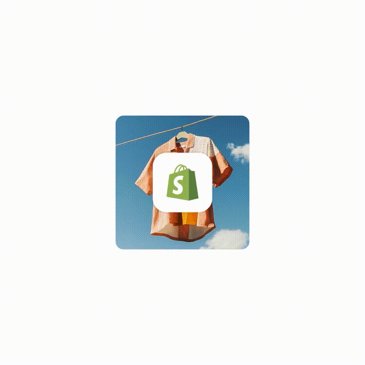 Shopify-App-Icon auf dem Foto eines Hemdes an der Wäscheleine, als Bild zum Shopify-KI-Connector