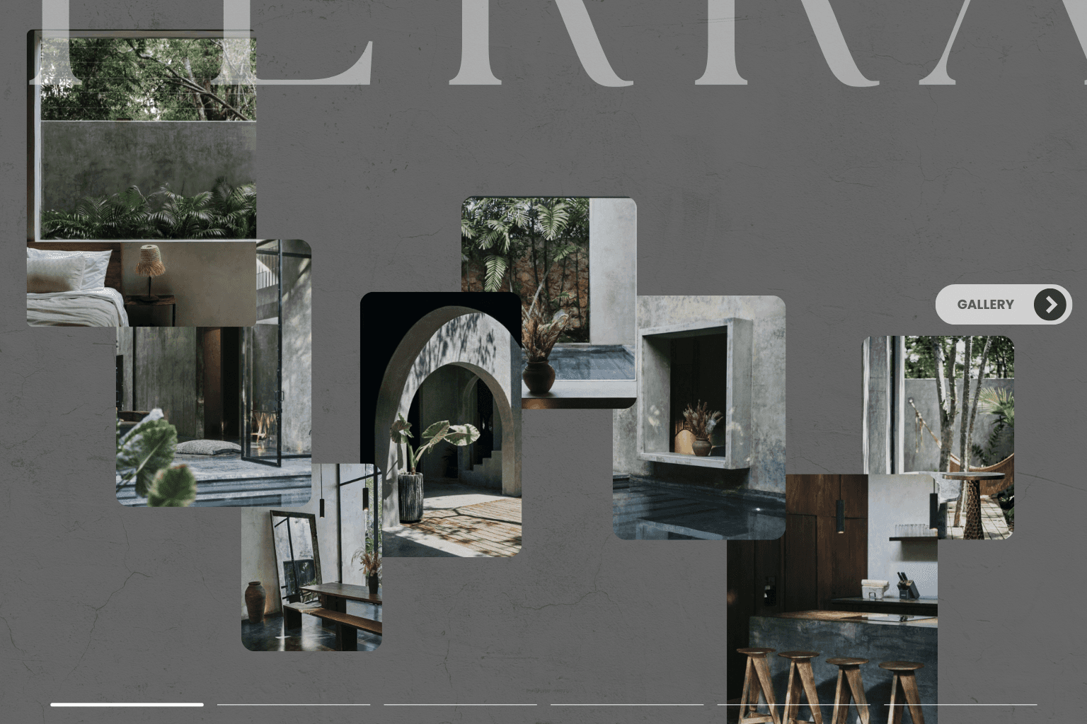 Architectural details and interior design showcased on villa website