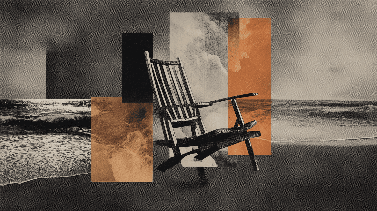 Empty Beach Chair Facing Ocean