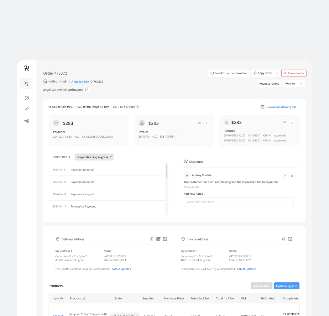 360 Platform: New order overview
