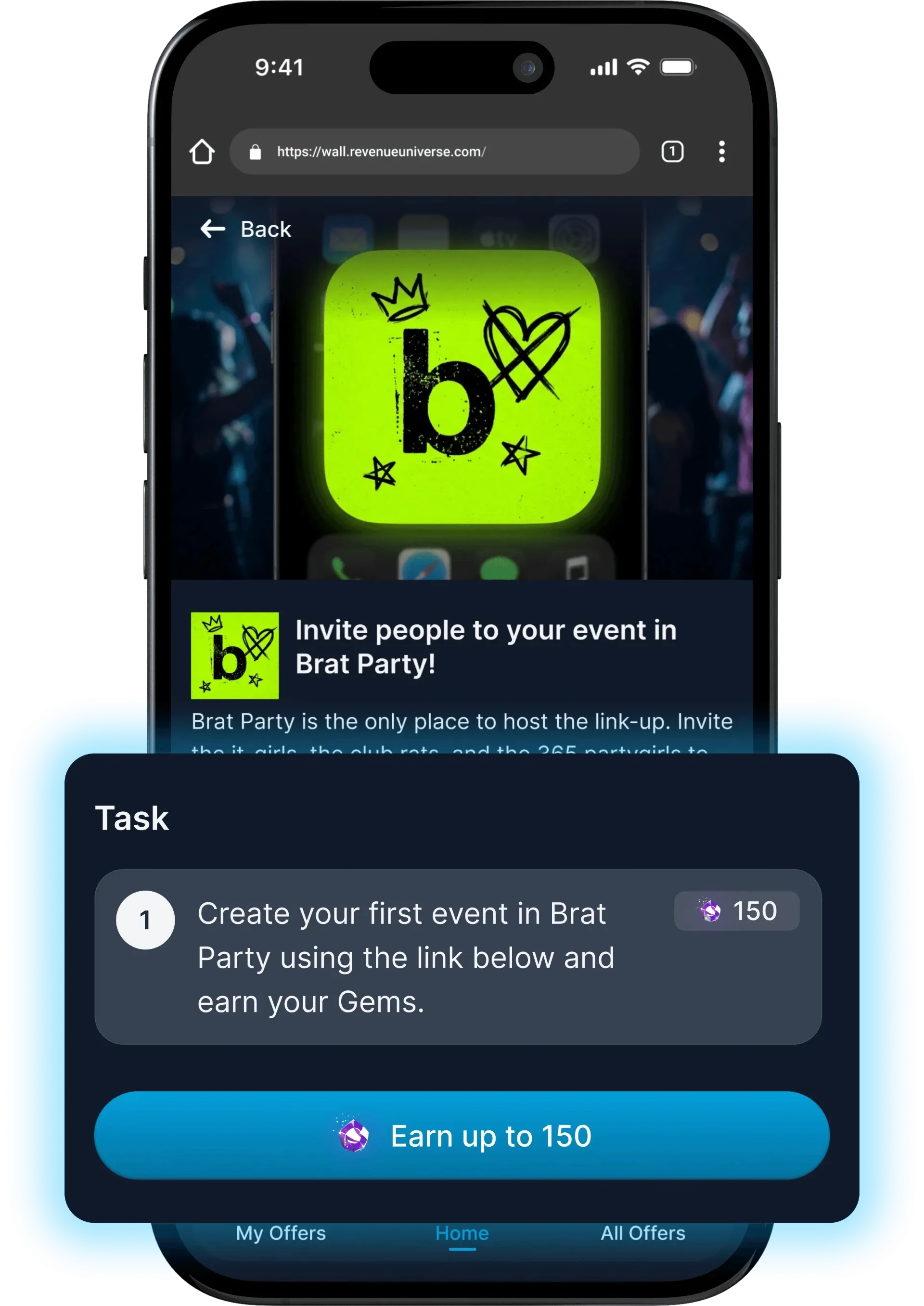 Smartphone displaying a Chime offer on a mobile offerwall.
