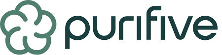 Purifyfive logo with a stylized five-petal flower and text