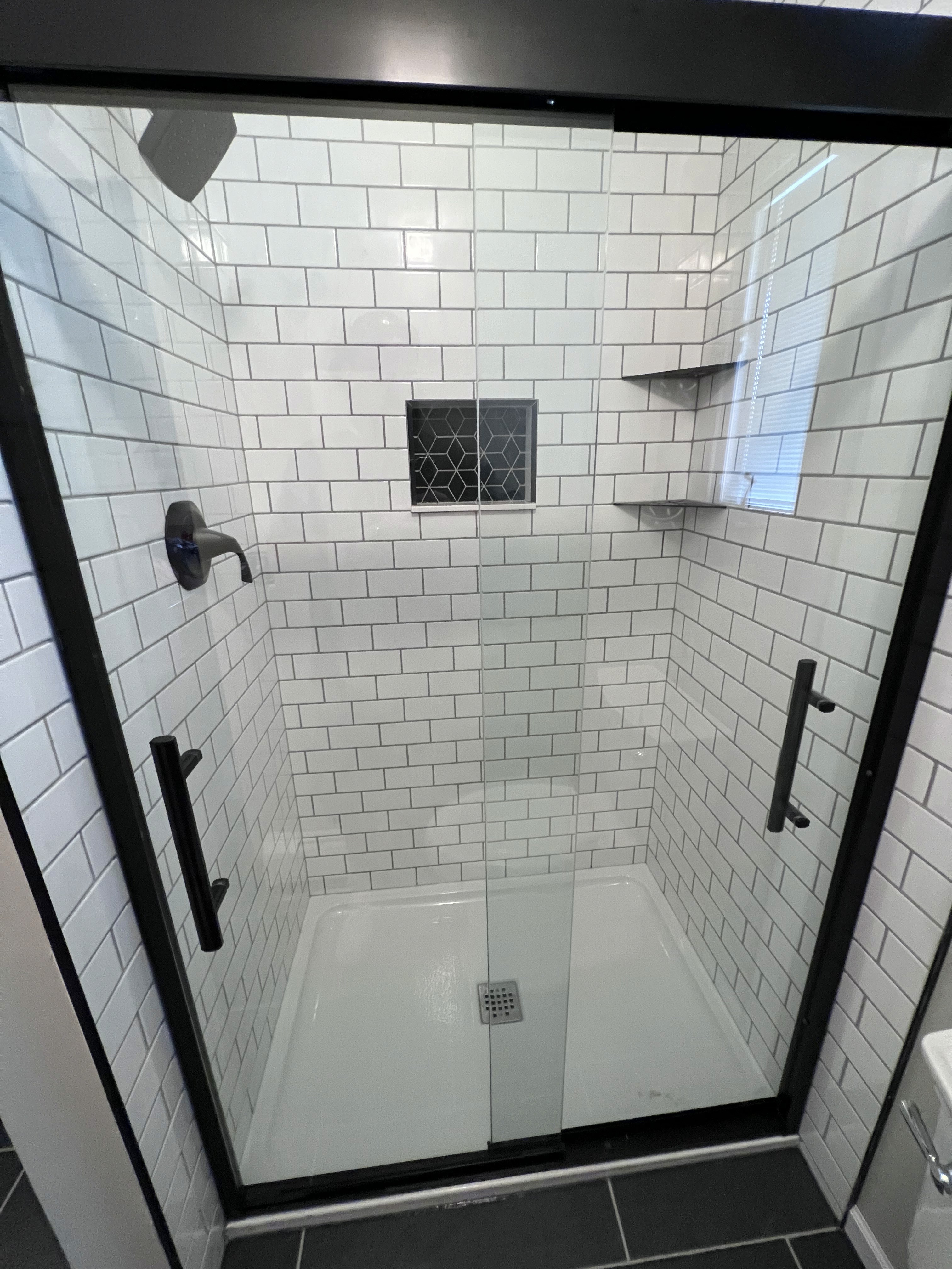 Subway Tile Shower with Synthetic Pan