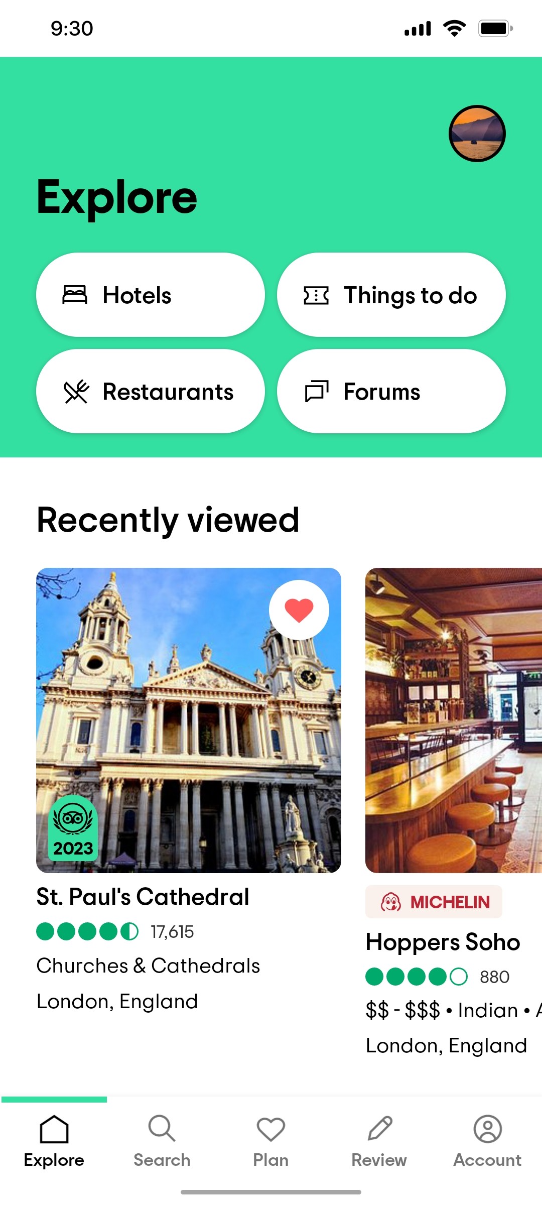 Tripadvisor Explore Page Screen