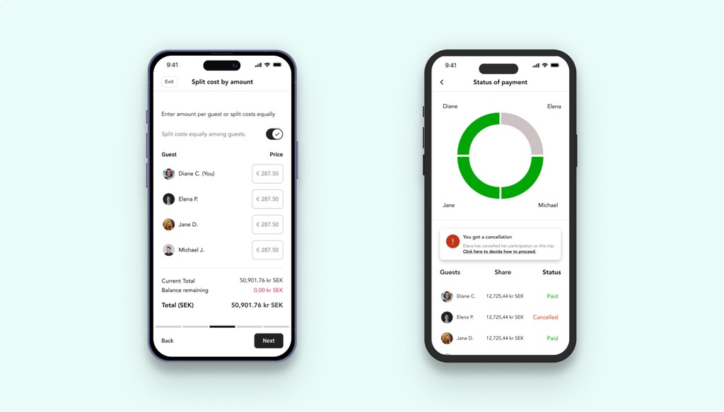 mockup of group pay feature