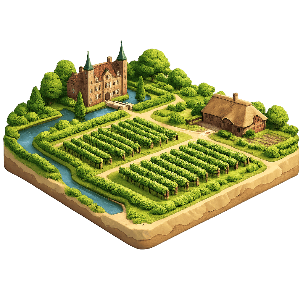 Artistic illustration of the Overijssel wine region.