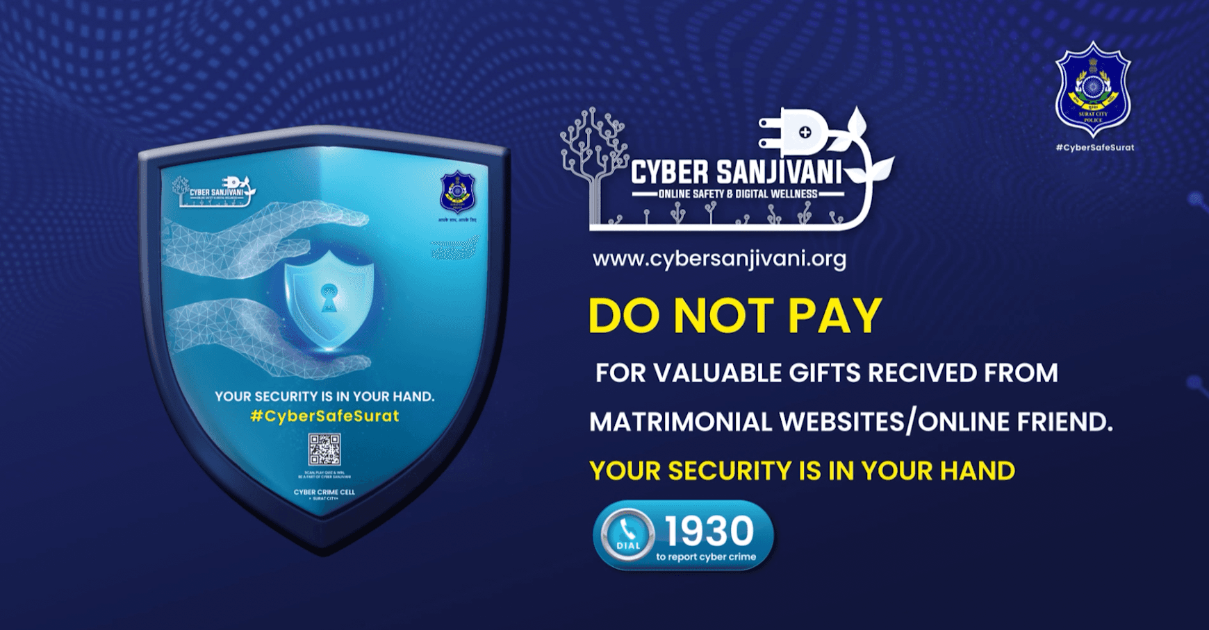 Cyber Sanjivani awareness ad about matrimonial website gift scam