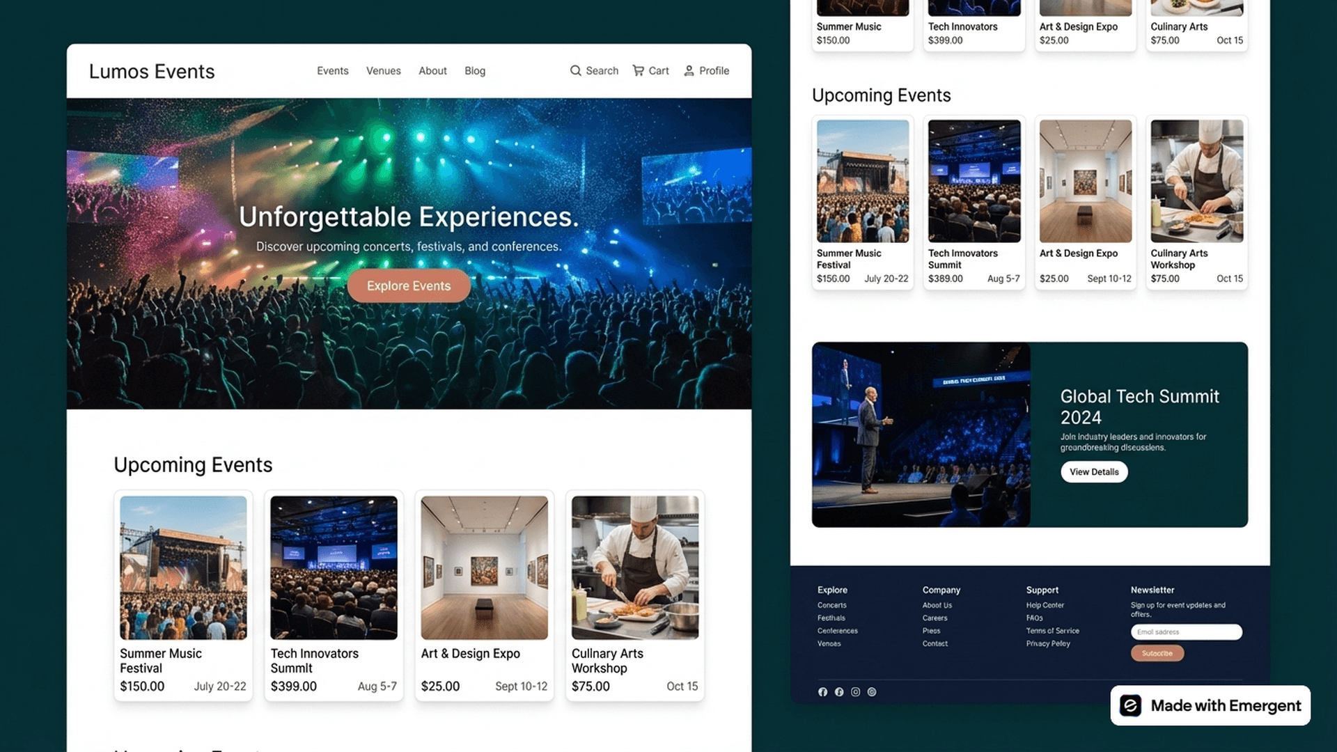 Event Website Made with Emergent