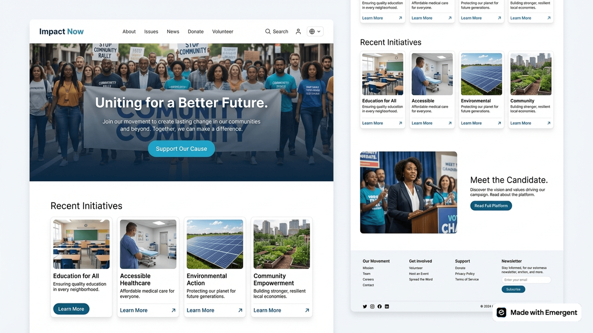 campaign website made with emergent