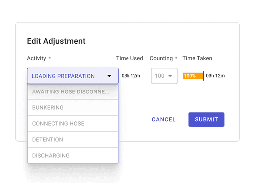 A user interface displaying a web adjustment tool with options for settings and a submit button.