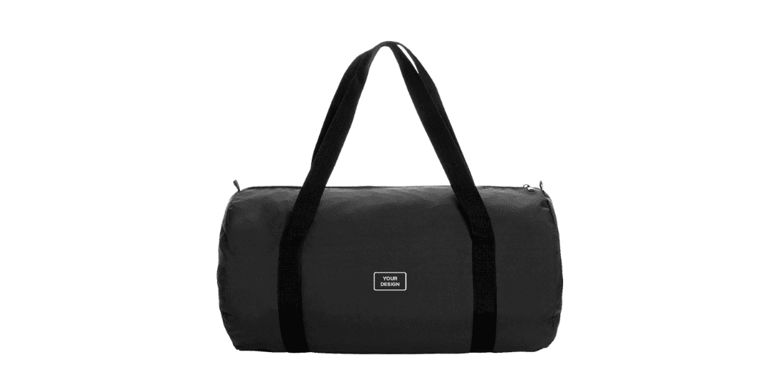 Black Foldable sports bag for branded wellness and travel merch