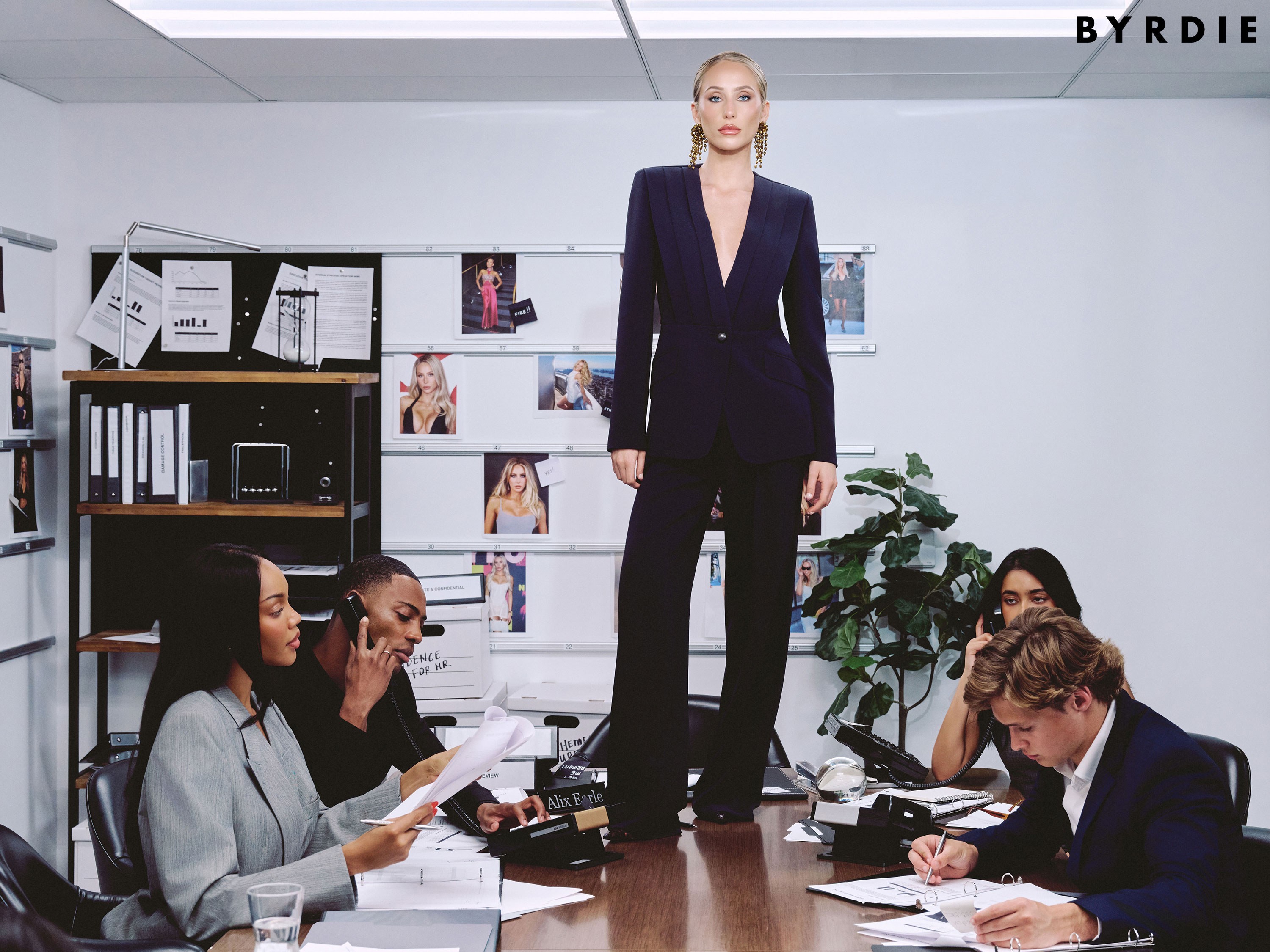 Wide portrait of Alix Earle in the office set