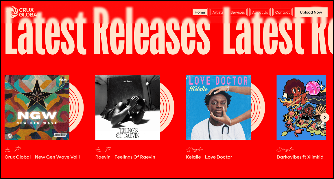 Crux global latest releases section