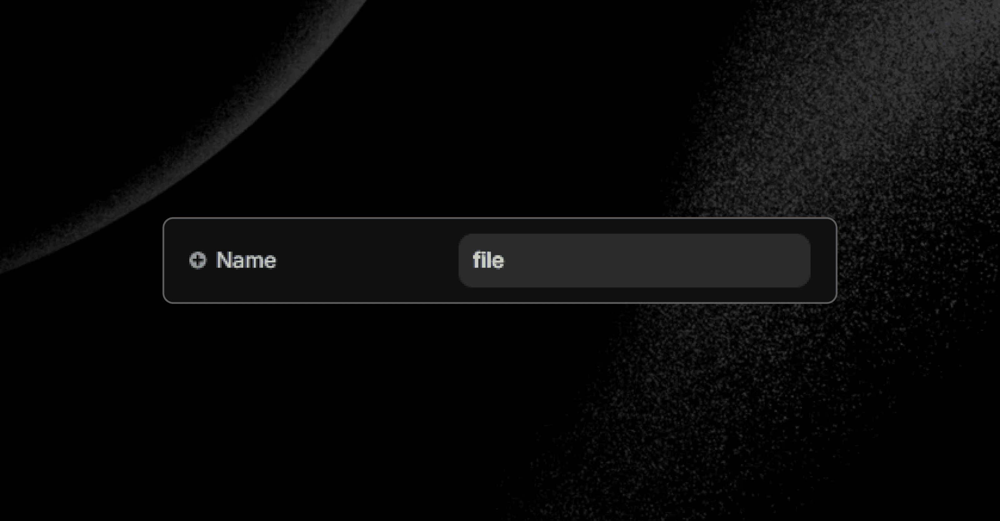 A sleek, minimalist user interface with a dark background and a text input field at the center.