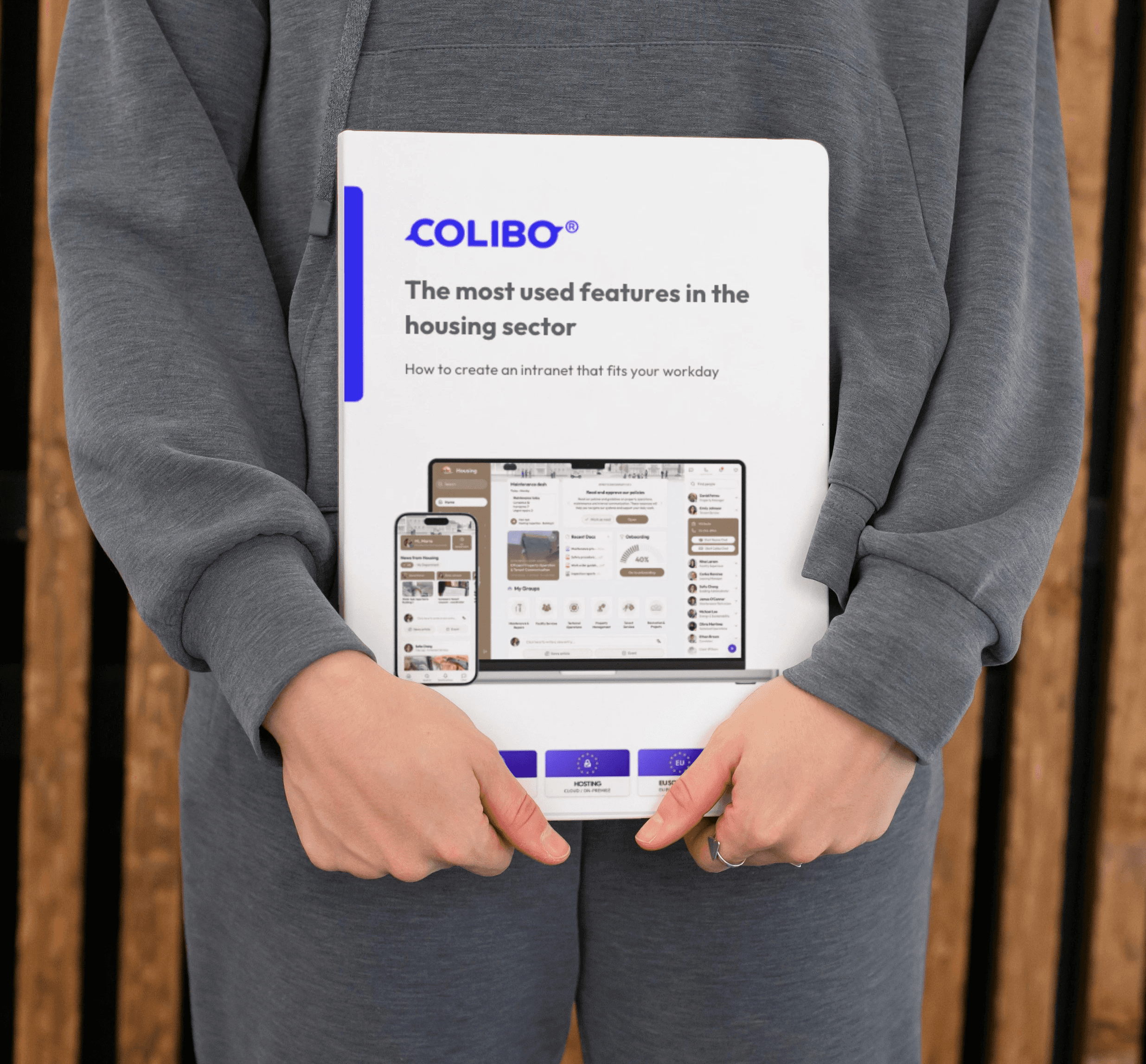 Skærmbillede af Colibo intranet på PC pg mobil