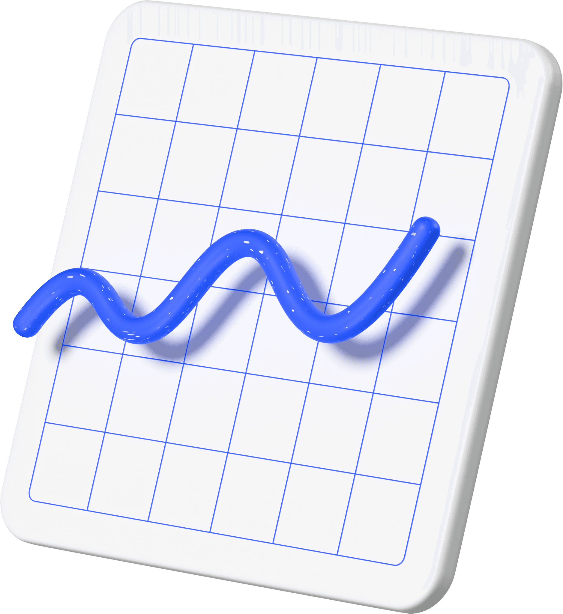 Blue line graph with graph board 