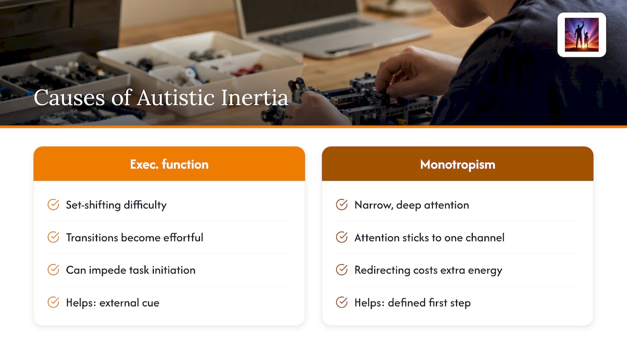Two factors contributing to autistic inertia