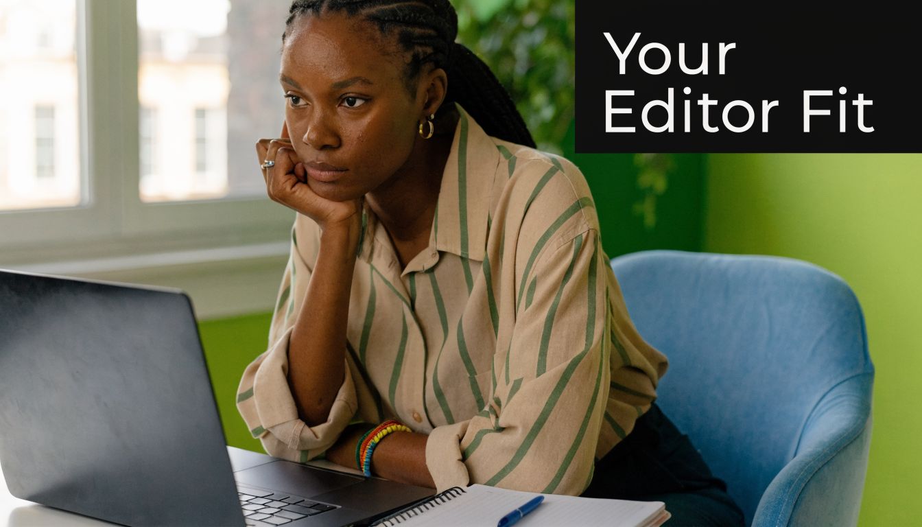A focused young Black woman with braided hair working on her laptop in a bright home office.
