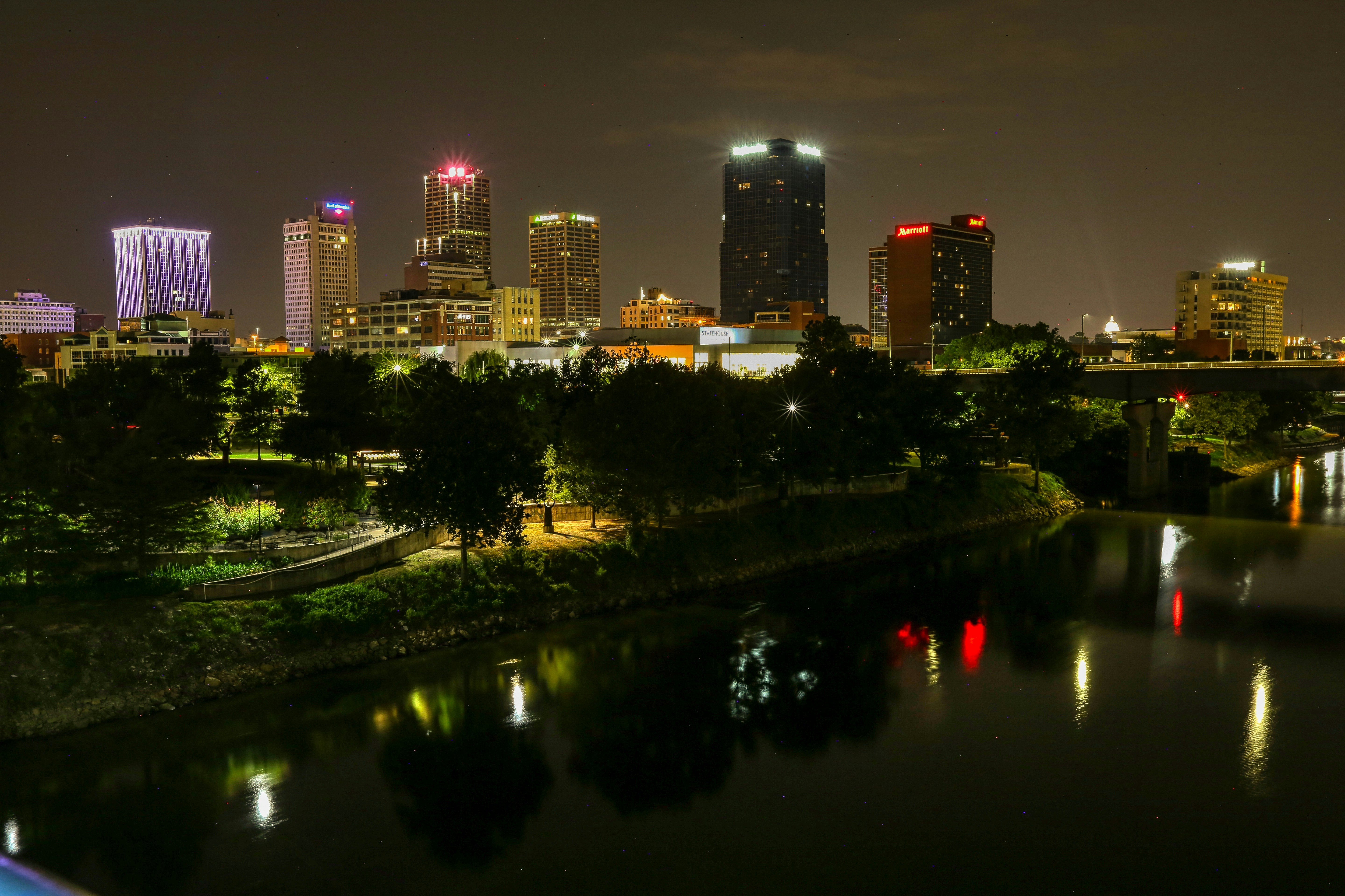 Late night cityscape of Arkansas