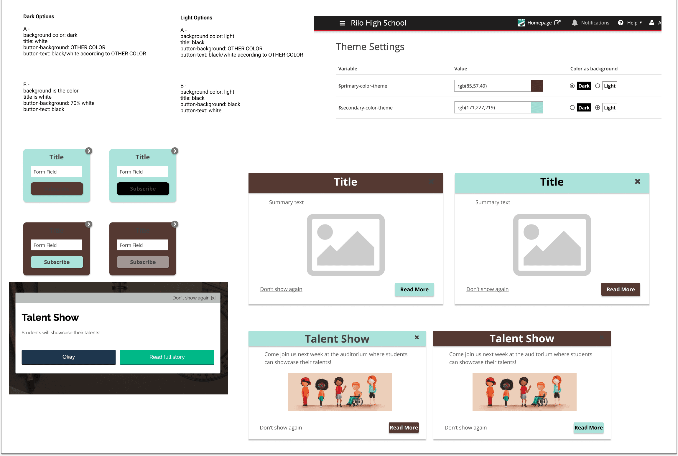 screenshots of initial designs in figma