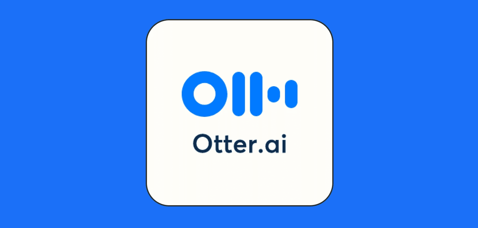 Otter.ai logo on blue background - Read.ai vs Otter.ai