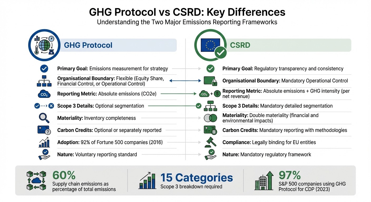 GHG Protocol vs CSRD: Key Differences in Emissions Reporting Requirements