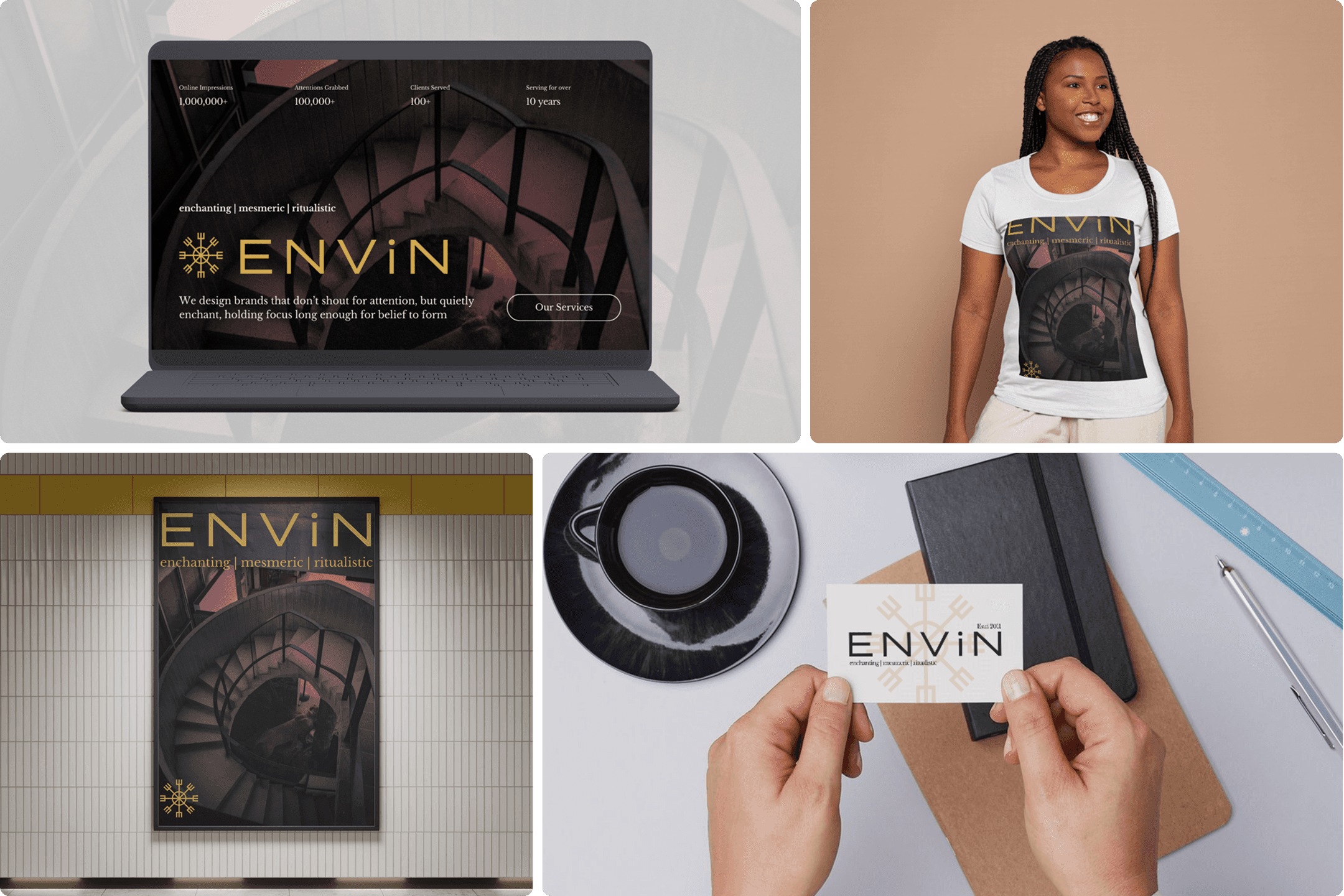 website, tshirt, poster and business card mockups