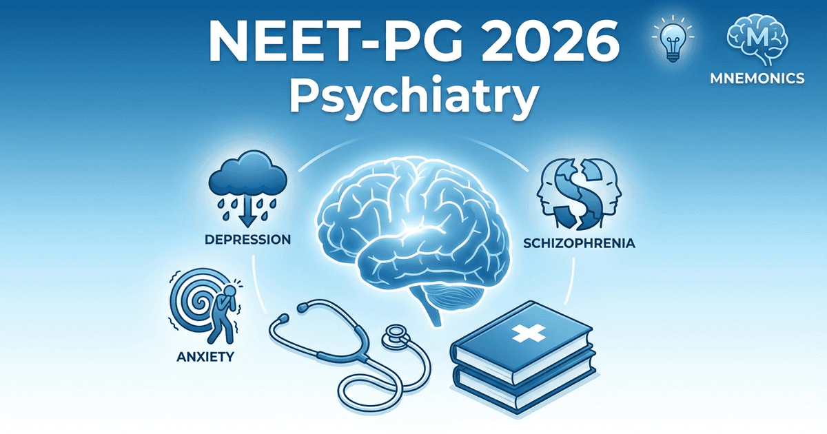 Cover: NEET PG 2026 High-Yield Psychiatry Topics: Complete Guide with Mnemonics