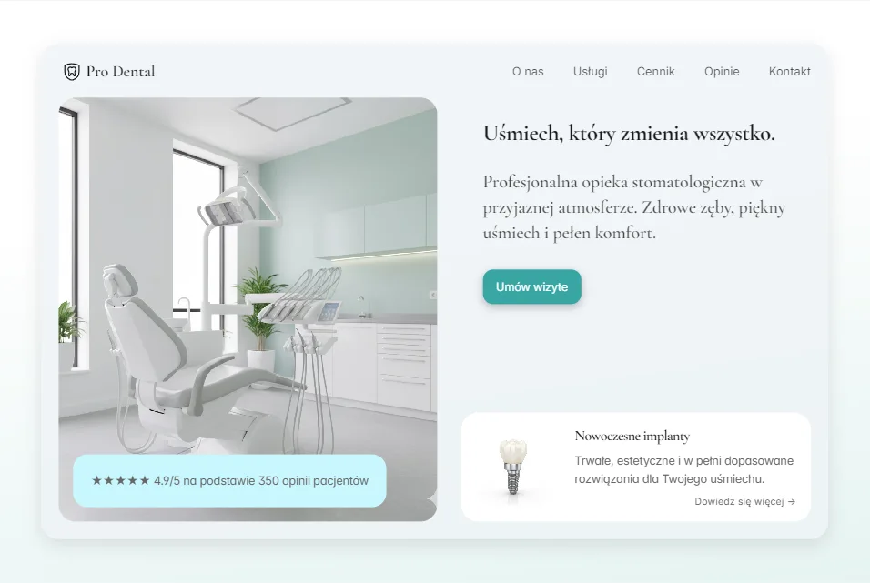 Przykładowy projekt strony internetowej wykonany przez Flufi