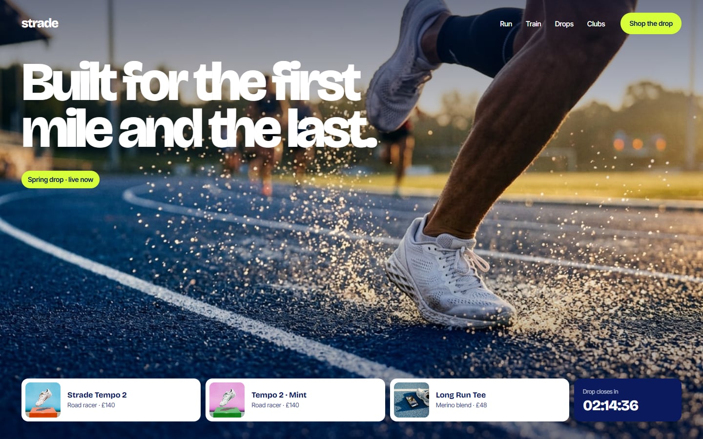 Strade homepage on desktop