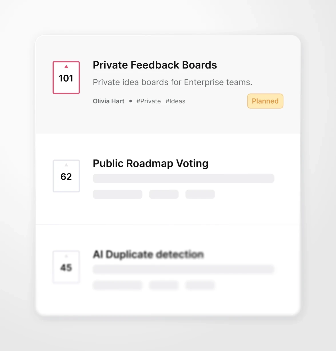 Customer feedback board with feature request voting