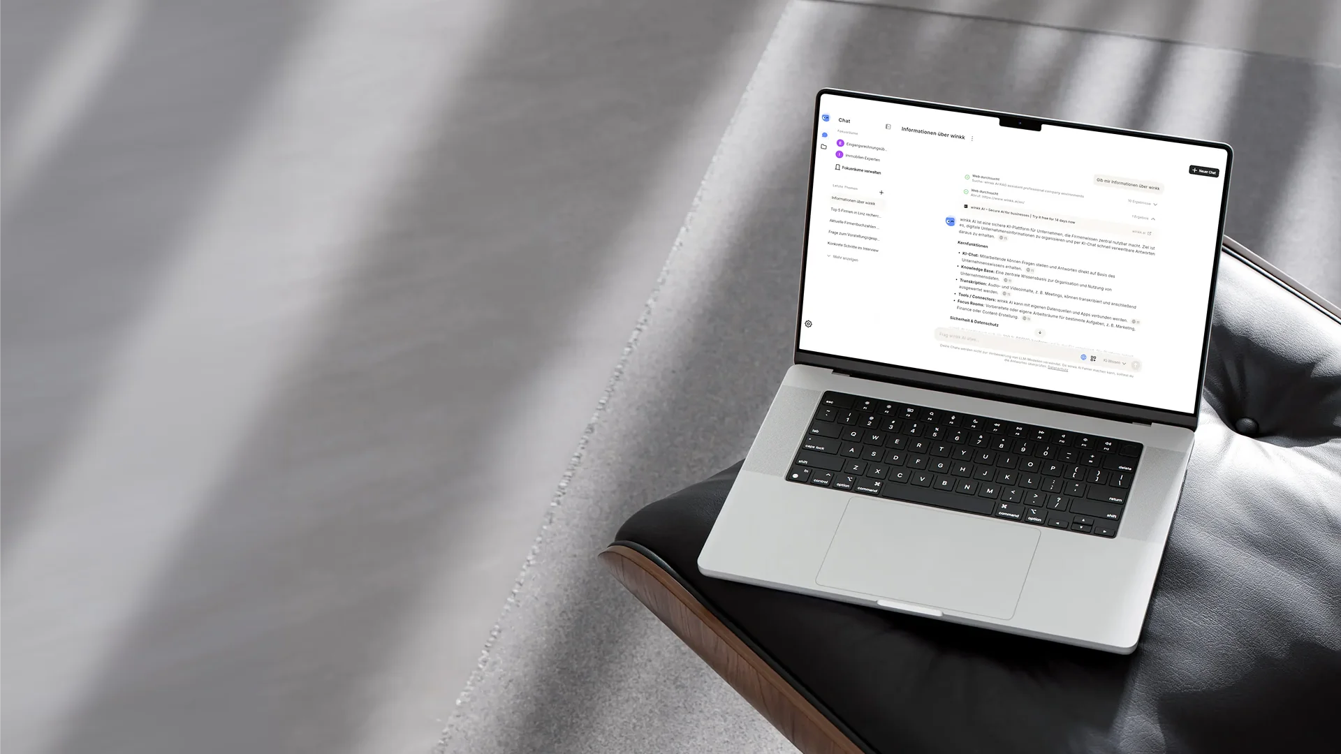 Mockup der winkk AI Website