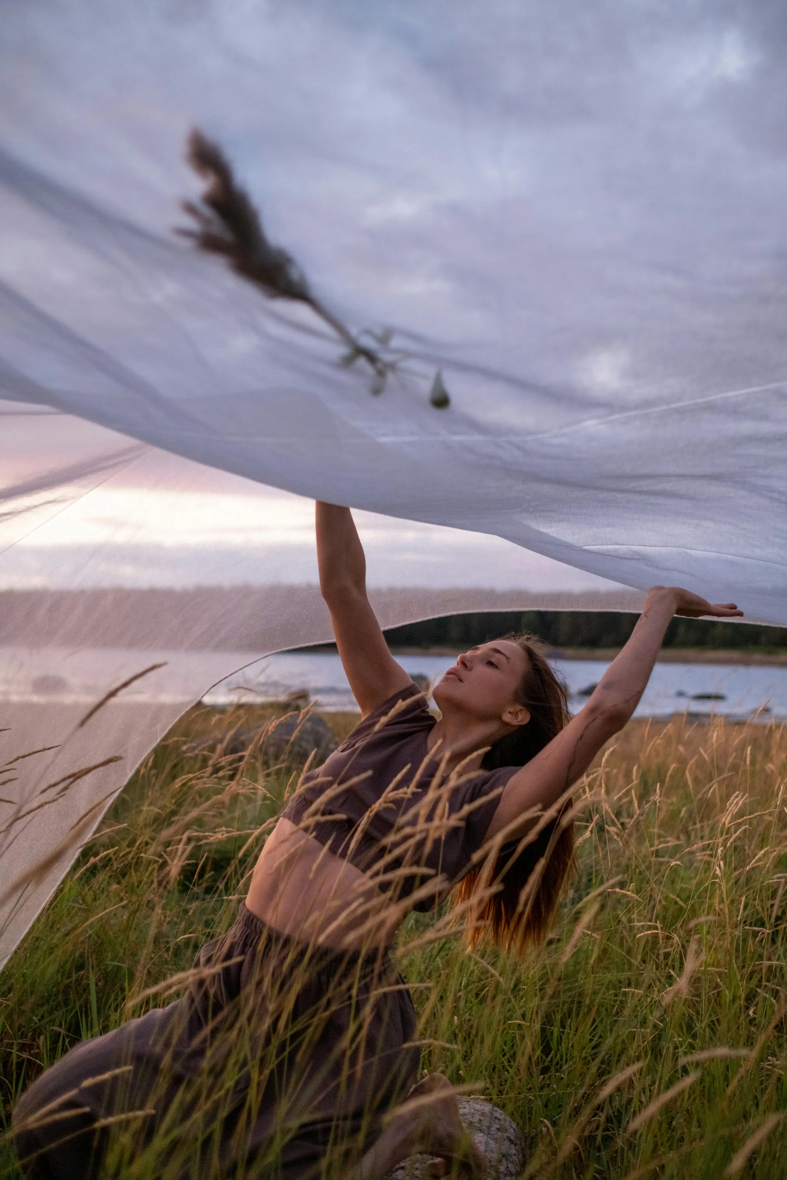 Emma Rivera posing with sheet