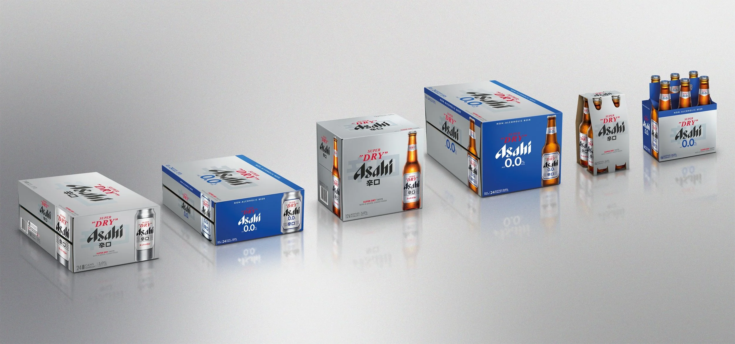 Asahi secondary packaging lined up