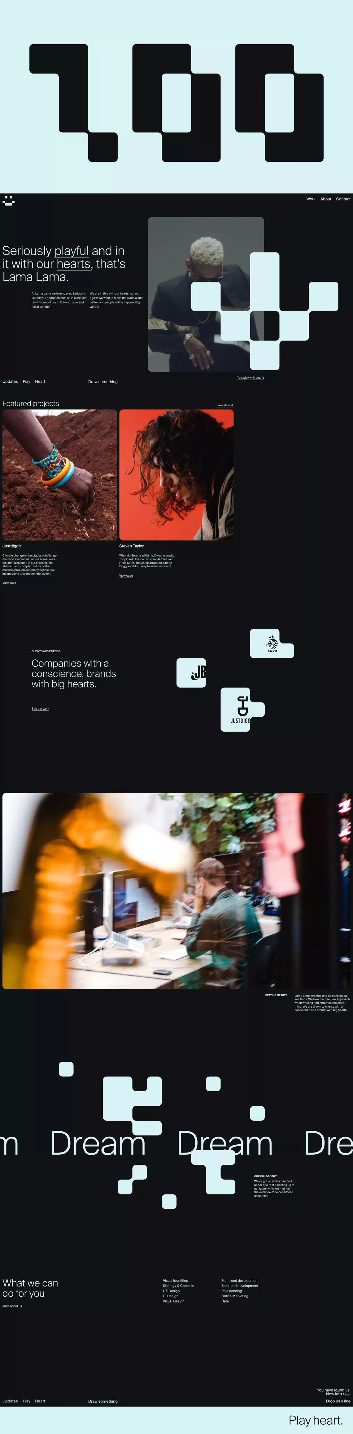 Lama Lama portfolio page screenshot showcasing Design and Tech design