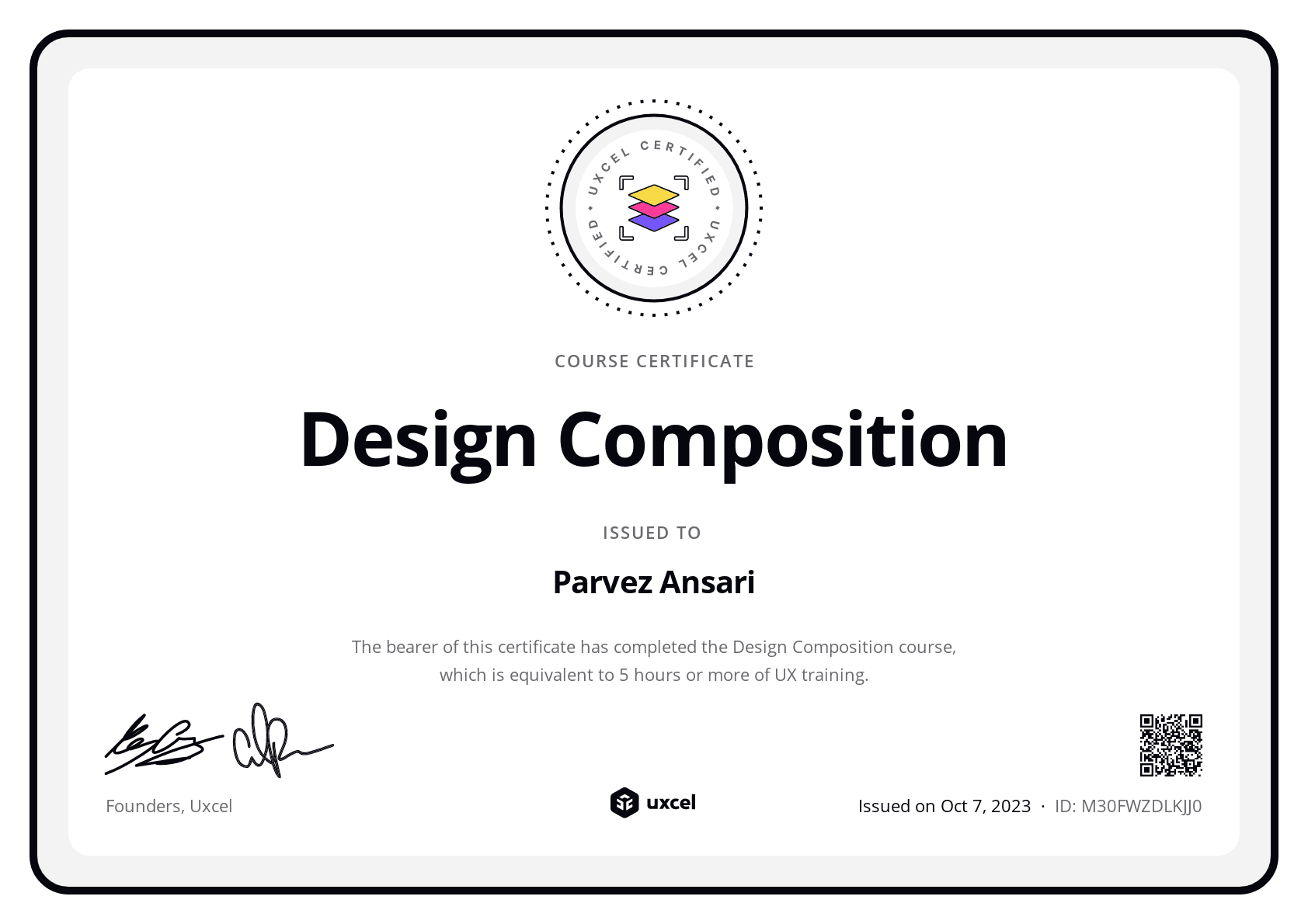 Parvez Ansari’s Course Certificate: Design Composition