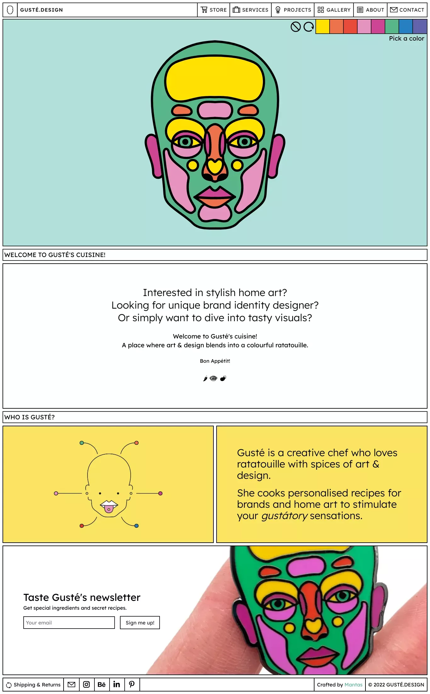 Home portfolio page screenshot showcasing Design design