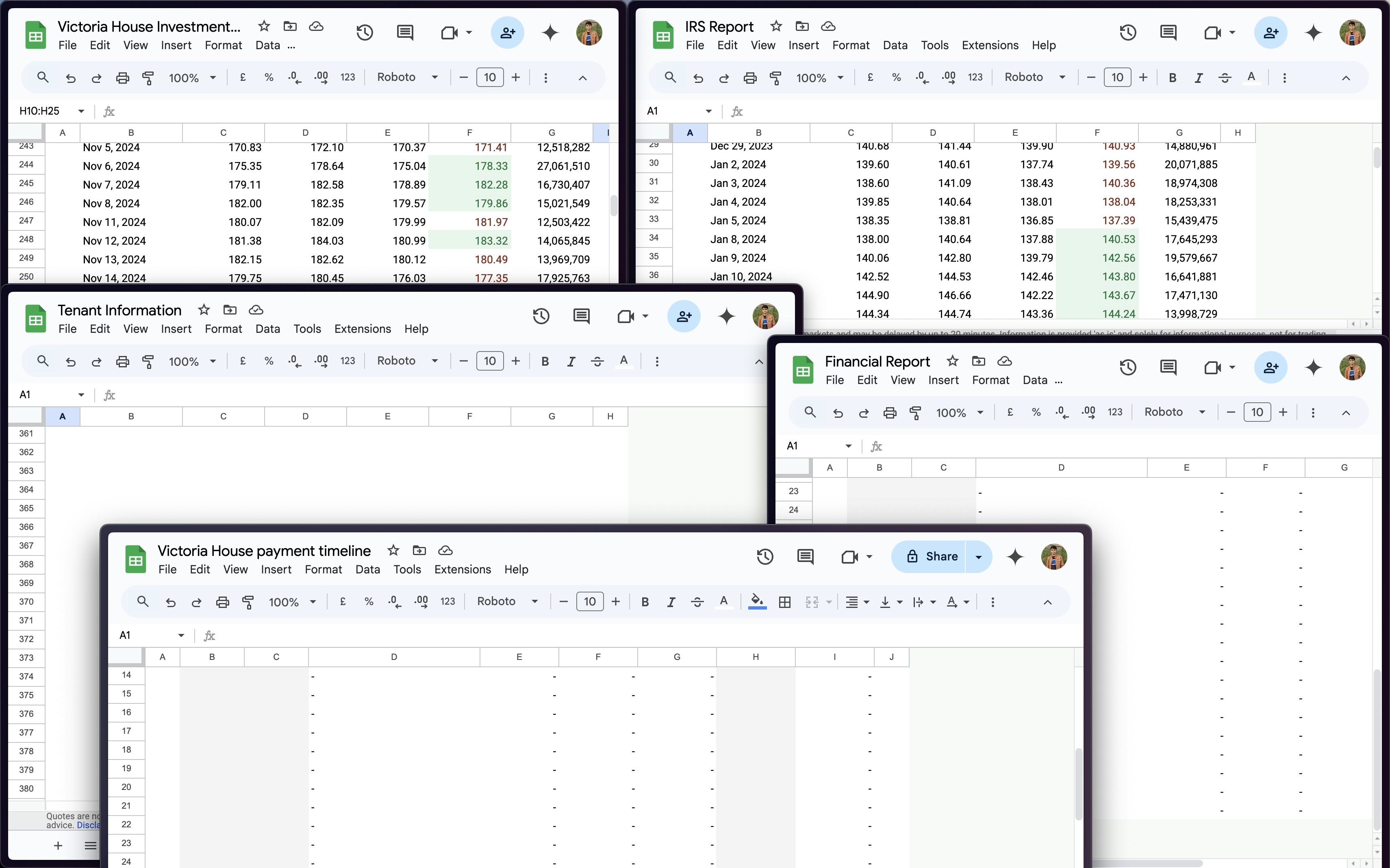 A lot of Excel Sheets
