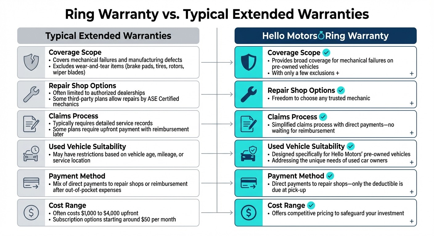 Hello Motors Ring Warranty vs Typical Extended Warranties Comparison