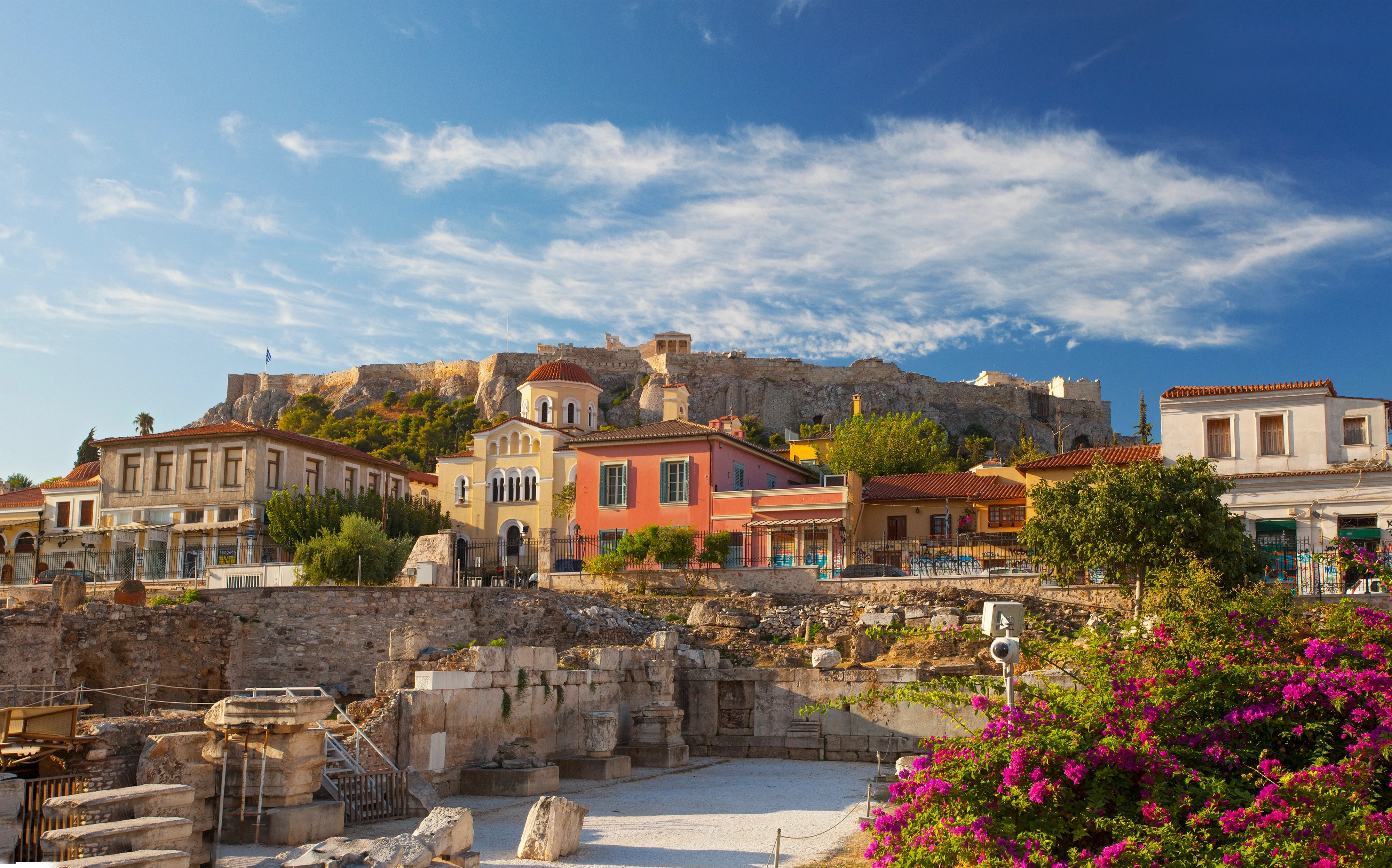 Ancient Ruins Of Library Of Hadrian, Athens, Greece.