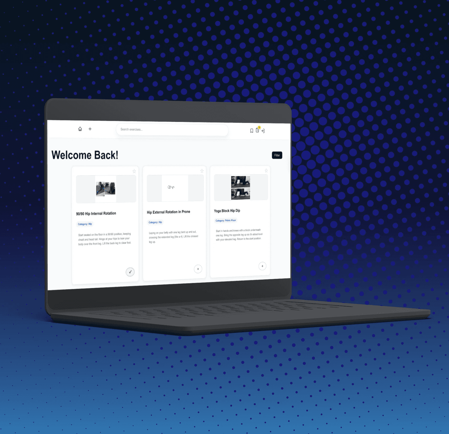 Laptop showcasing ExerVault's webapp design