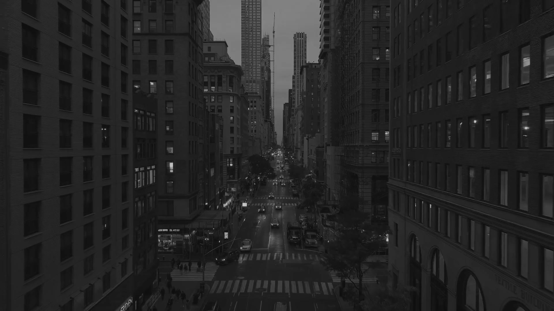 New York street between high-rise buildings